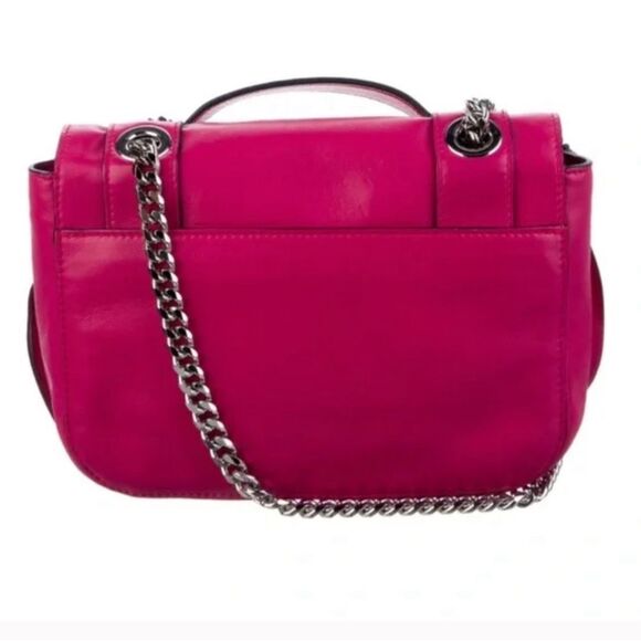*Balmain* Barbiecore Hot Pink Leather Bag w/ Silver Chain Hardware - Picture 4 of 7